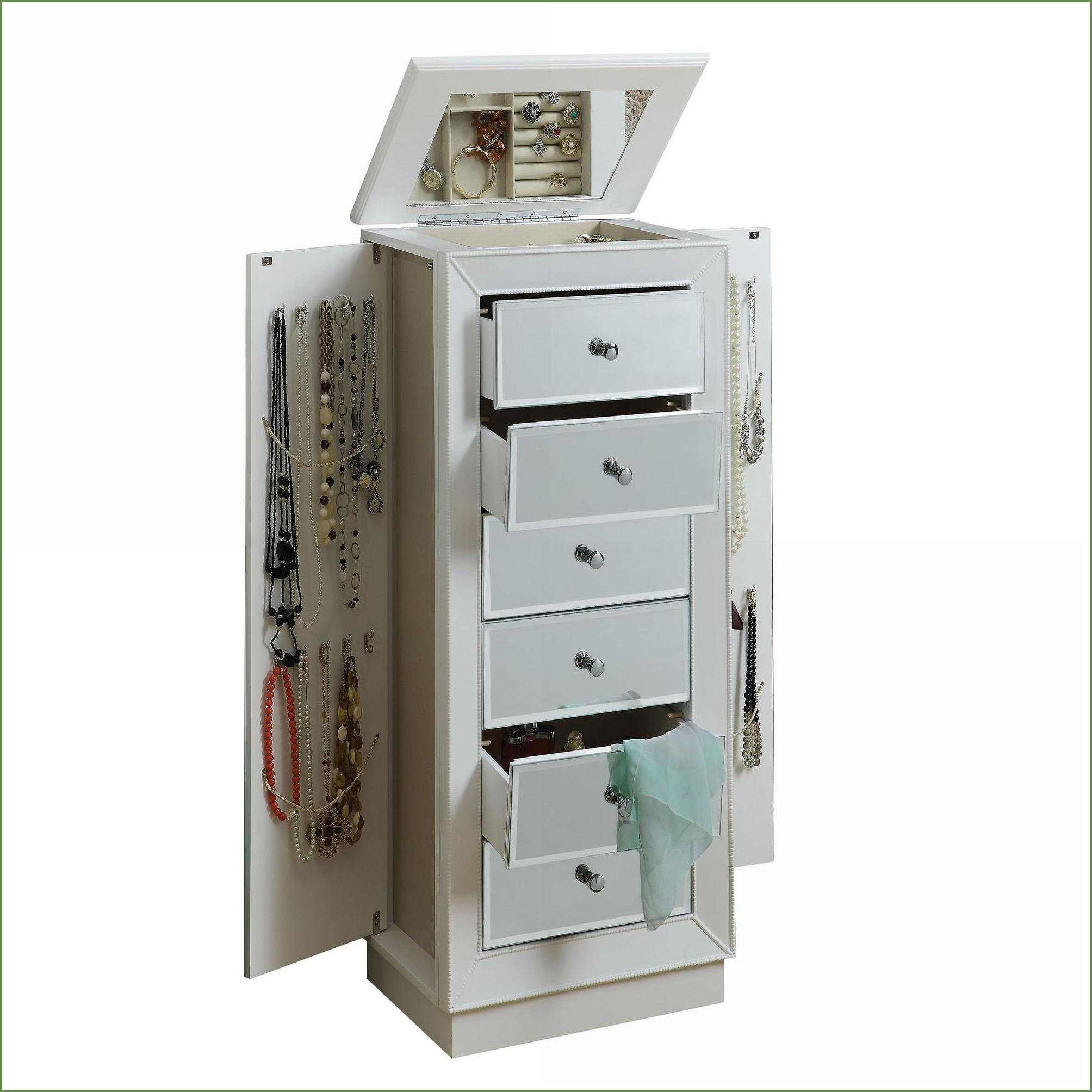 Latitude Run® Jewelry Armoire, Modern 6-Drawer with Built-In Mirror